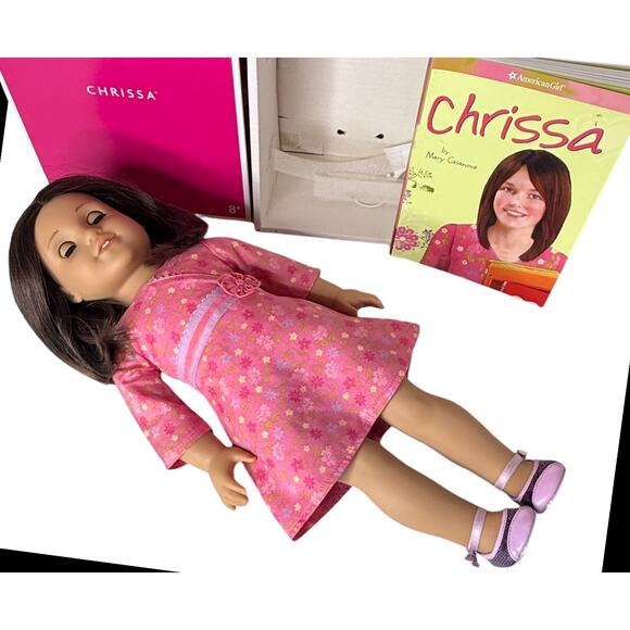 American Girl Of Year Chrissa Doll In Meet Outfit Dress Shoes Panties Book Box - Picture 5 of 12
